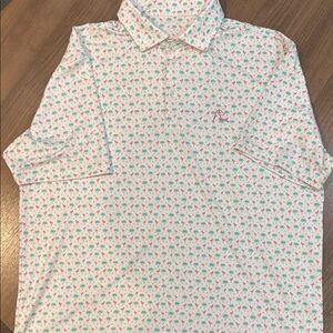 Rhoback Polo with Green and Pink Palm Pattern